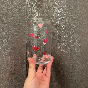 Heart detail 16oz glass cup